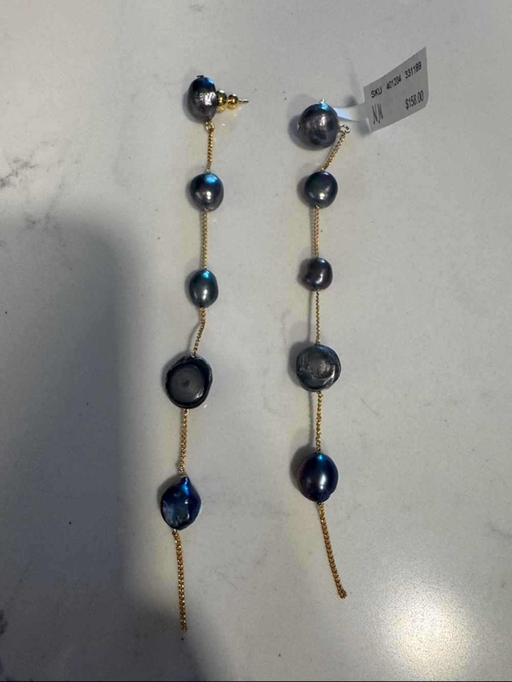 NWT cult gaia black pearl Atum drop earrings - Picture 4 of 7